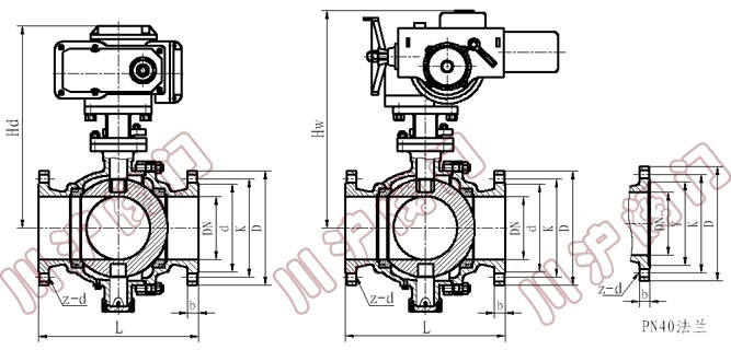 Q944、Q945电动三通球阀结构图