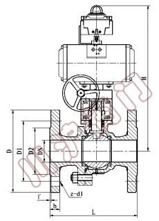 ZSHK气动带手轮浮动球阀尺寸图