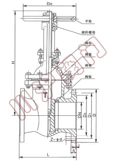 Z41铸铁明杆闸阀 结构图
